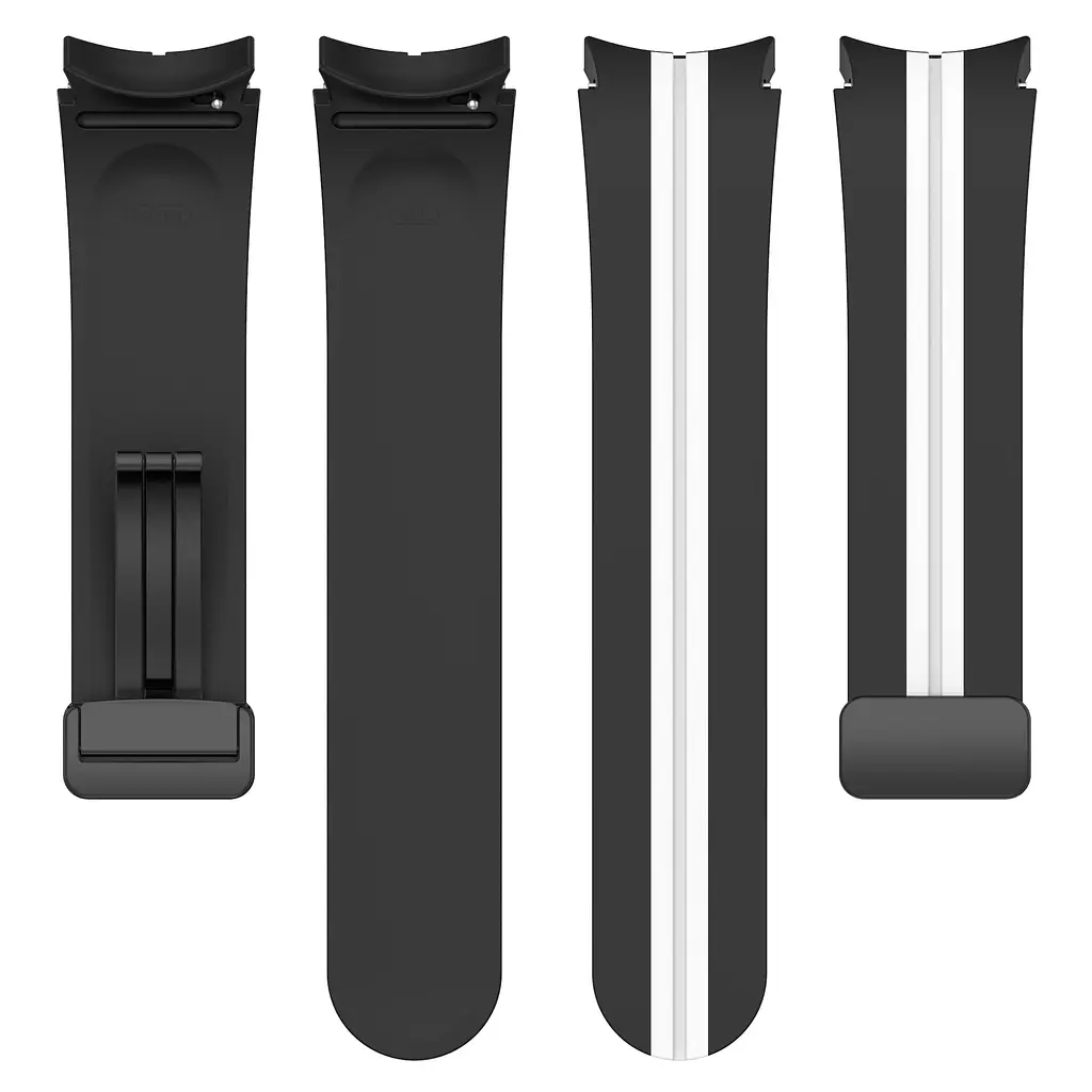 Ремінець для Samsung Galaxy Watch 6 40mm 6 44mm - чорно-білий ширина кріплення 20мм силікон Watchbands Cls-line-black (W35-8W432432) - фото 5