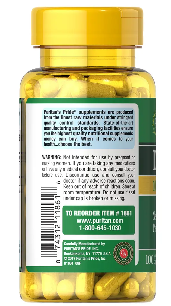Диметиламиноэтанол Puritan's Pride DMAE 100 mg (Neuro Precursor) 100 капсул - фото 3