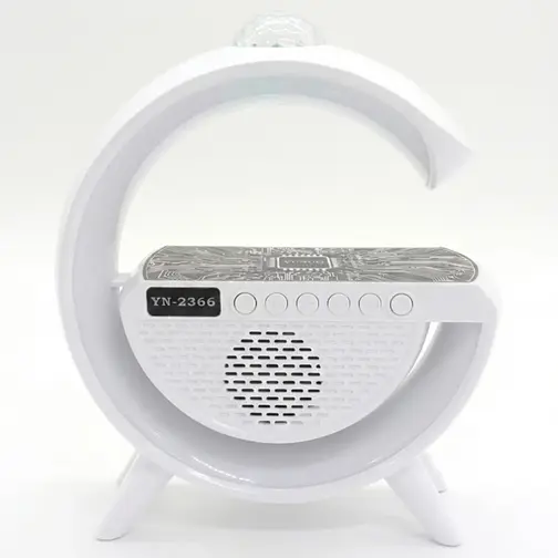 Лампа-нічник з бездротовою зарядкою YN-2366 дискокуля розумний RGB світильник музична колонка 15Вт Білий - фото 4