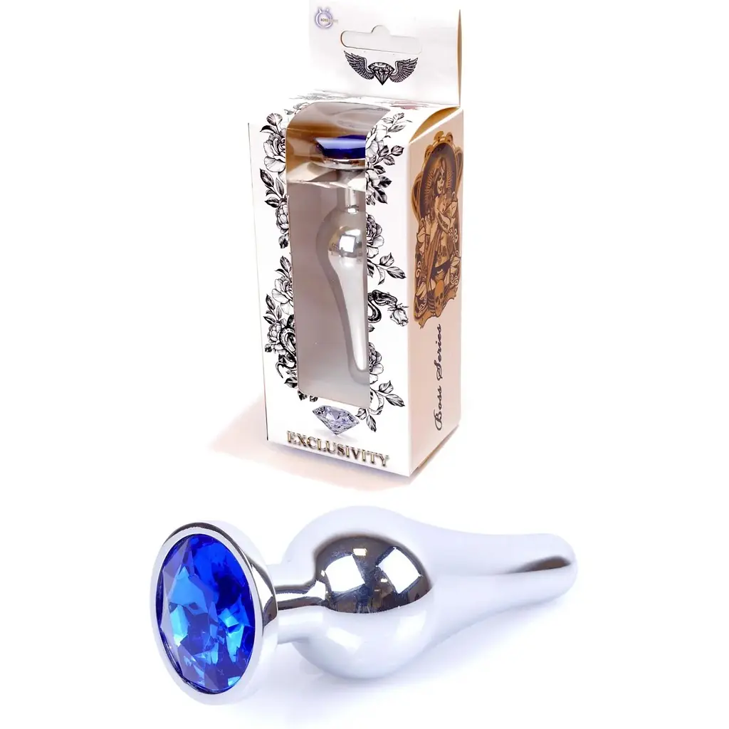 Анальна пробка Boss Of Toys Boss Series - Jewellery Silver Butt Plug Dark Blue, BS6400077, Срібний / Синий - фото 3