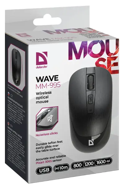 Мишка Defender Wave MM-995 Silent Wireless Black (52995) - фото 5