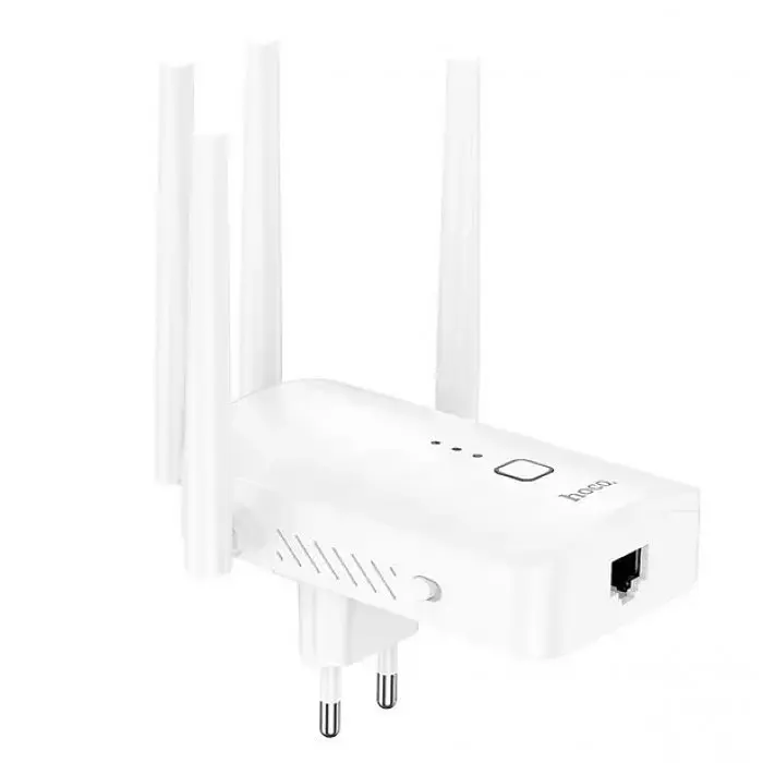 Портативный модем Репитер HOCO HI35 усилитель Wi-Fi сигнала на 4 антенны WiFi4, 300Mbps, 2.4 ГГц Черный - фото 2