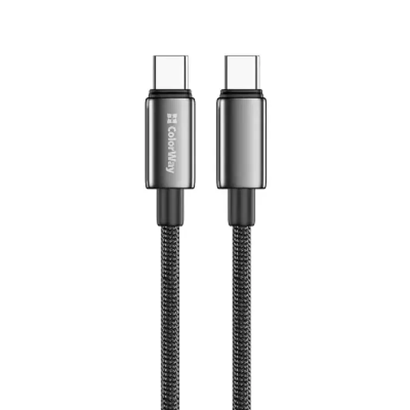 Дата кабель USB-C to USB-C 1.0m 5A 100W zinc alloy braided black ColorWay (CW-CBPDCC098-BK) - фото 3