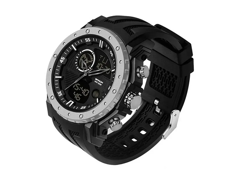 Чоловічий наручний годинник 6012 Black-Silver Sanda acs0030974 - фото 3