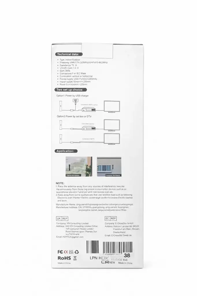 Антена HDTV HD002 Indoor/Outdoor (кімнатна/вулична) для цифрового ТБ DVB-T2, 4K/1080P, 360° прийом - фото 2