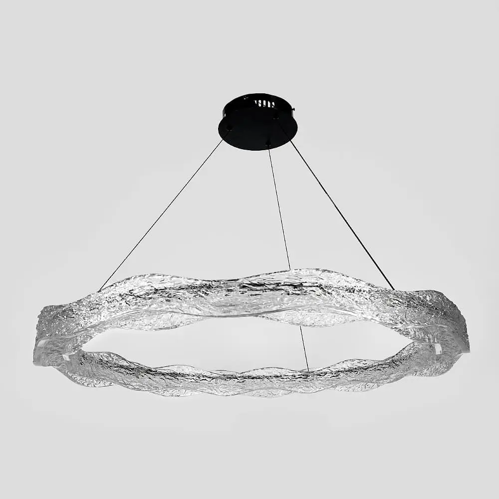 Люстра с подвесным корпусом из волнистого рельефного акрила Ø 80 см Line F | Ст. MJ373-800 BK - фото 8