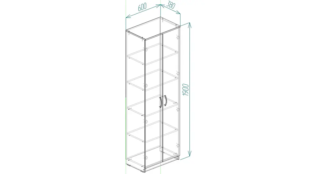 Шафа Анжело Ferrum-decor на 5 полиць 2 двері 1900x600x380 ДСП Бетон 16 мм (FRD-104982) - фото 3