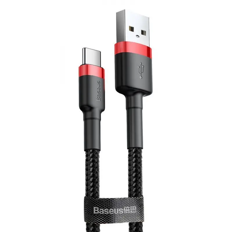Дата кабель Baseus Cafule USB to Type-C Cable 2A (2m) (CATKLF-C) Black / Red