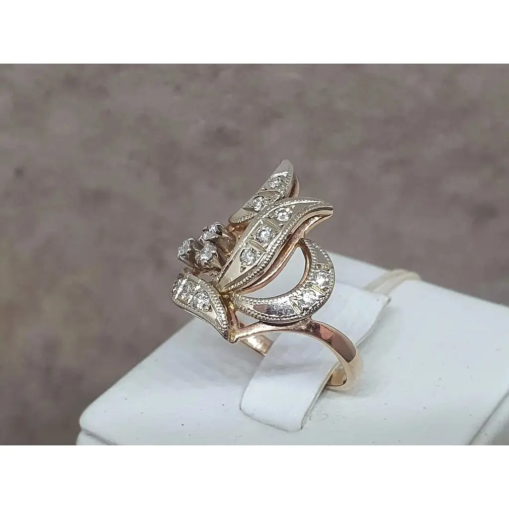 Золоте кільце Львівський державний ювелірний завод з діамантами. 8В410160936/21 18 - фото 3