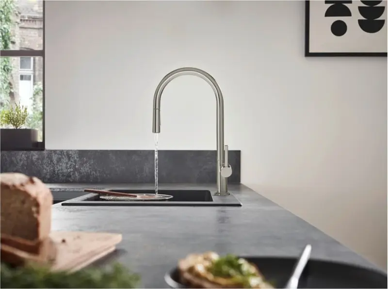 Змішувач Hansgrohe Talis 210 1jet кухонний з витяжним виливом Stainless Steel 72802800, Нержавіюча сталь - фото 3
