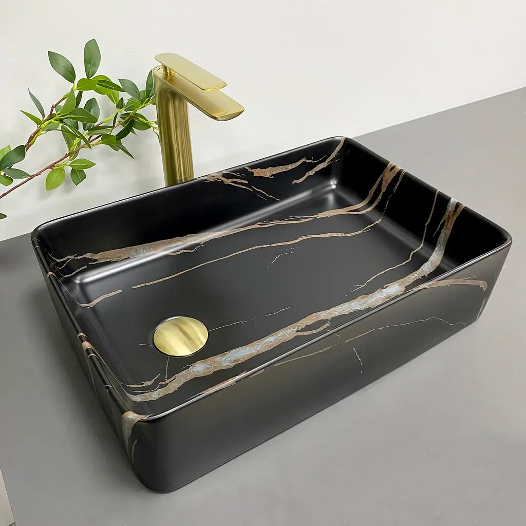 Умивальник VBI Velletri black stone matt накладний VBI-015902, Чорний матовий - фото 5