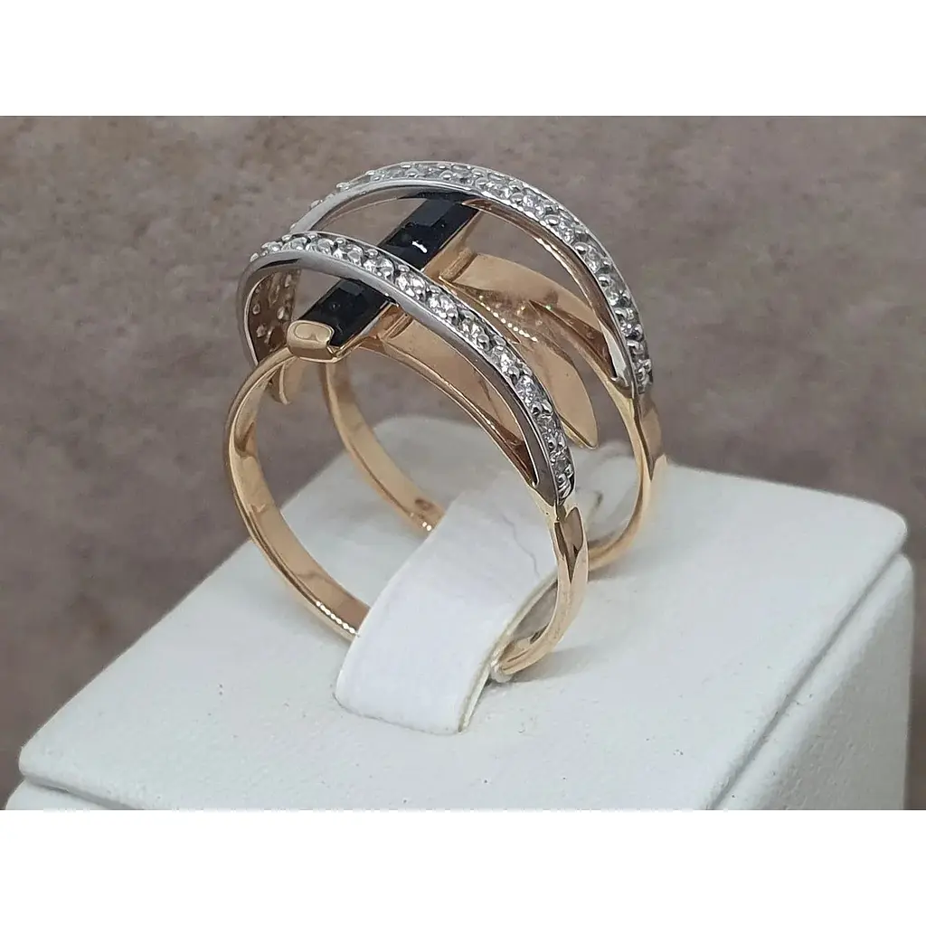 Золотое кольцо Tango с агатом и фианитами. 379602 20,5 - фото 4