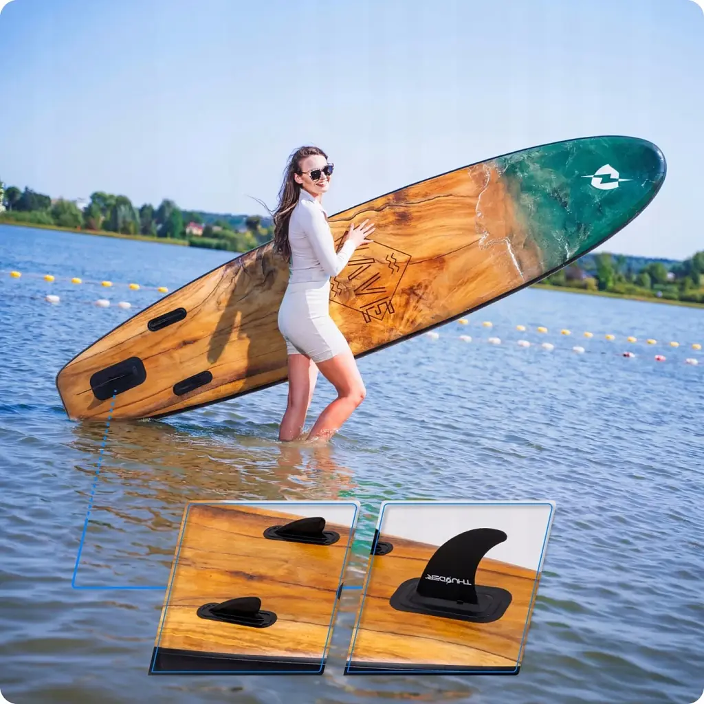 Надувна дошка SUP THUNDER Wood 350 см з веслом - фото 11