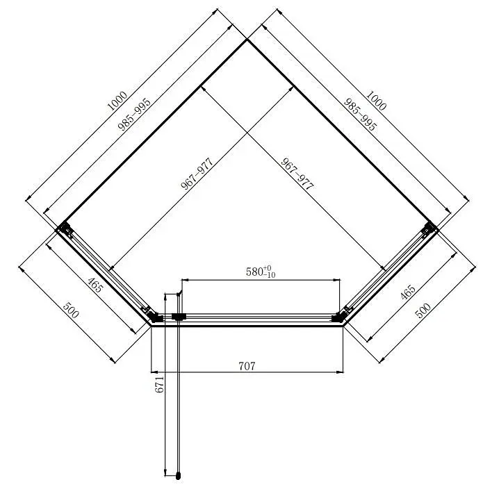 Душова кабіна Dusel DL197H Chrome 1000x1000x1900, Хром, Універсальна, прозорий, хром, 100x100 - фото 2