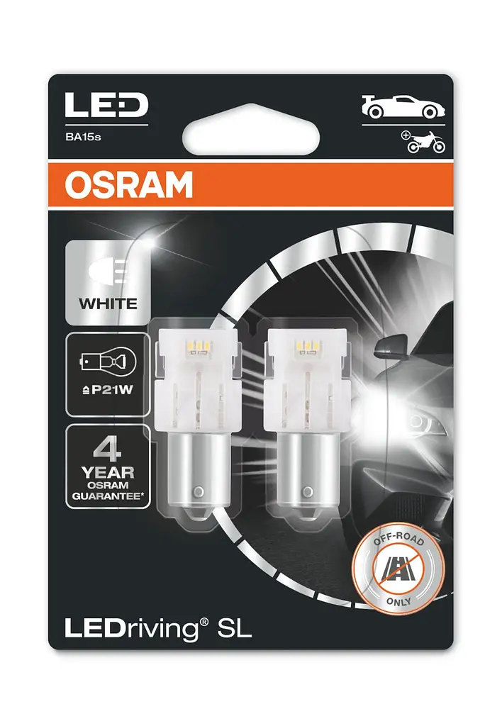 Комплект світлодіодних ламп OSRAM LEDriving SL 7506DWP-02b P21W 12V BA15s 6000K 2шт. - фото 2