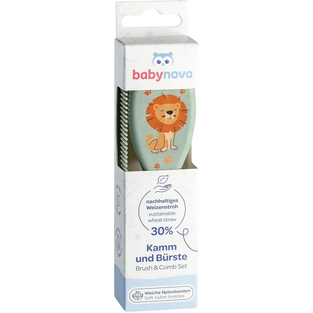 Гребінець і щітка Baby Nova зі штучною щетиною, блакитна (3965306) - фото 2