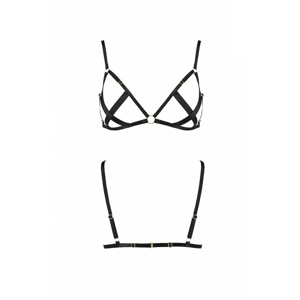 Відкритий бюстгальтер-стрепи Passion Exclusive NICKY BRA L/XL, black - фото 5