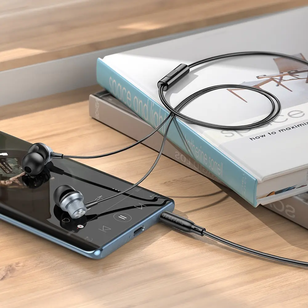 Наушники проводные вакуумные Borofone BM78 с микрофоном Jack 3.5 серые - фото 5