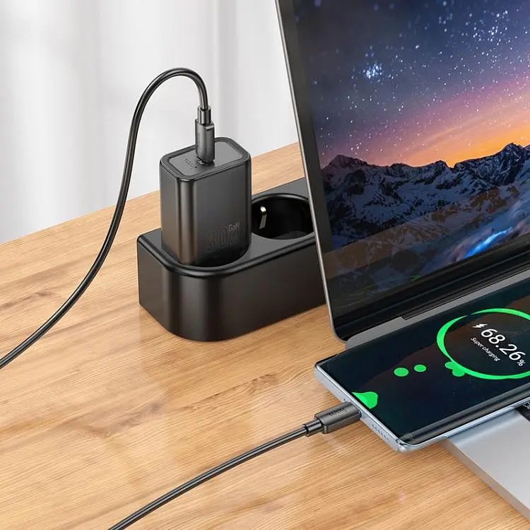 Сетевое зарядное устройство Hoco N62 Gentle single port PD30W charger (EU) черный - фото 3
