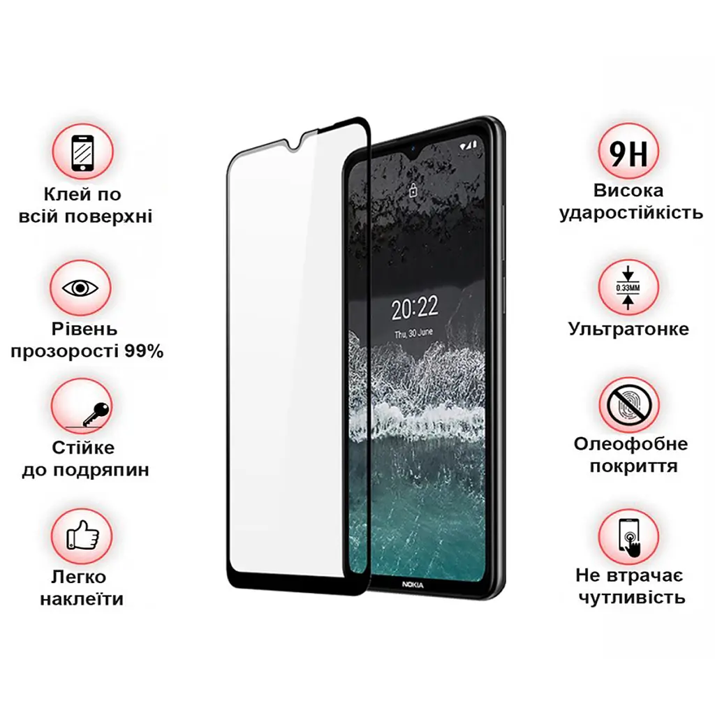 Стекло защитное BeCover Nokia C21 Black (709741) - фото 4