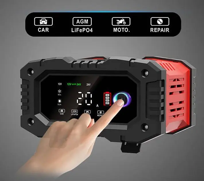 Зарядное устройство Foxsur 12V-8A/24V4A 12V-20A для автомобильного аккумулятора - фото 4