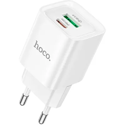 Зарядний пристрій HOCO C147A Charm 1xUSB-C PD20W + 1xUSB QC3.0 White (6942007630276) - фото 9
