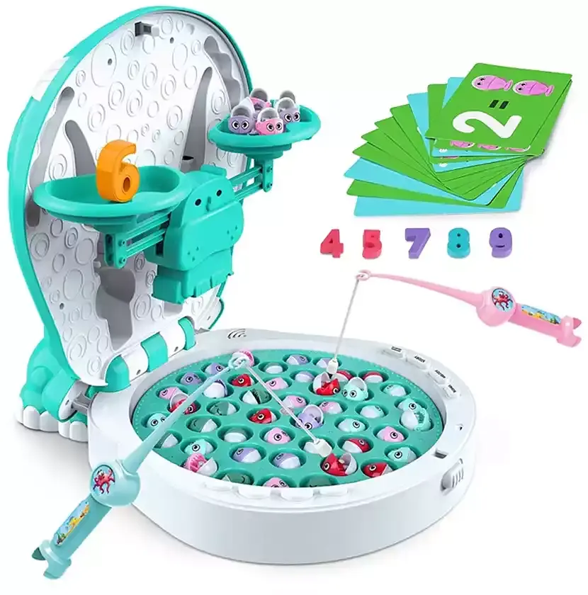 Рыбалка Бегемот, звук на английском, подсветка, 44 рыбки, 2 удочки, 156-8C (в ассортименте) - фото 5