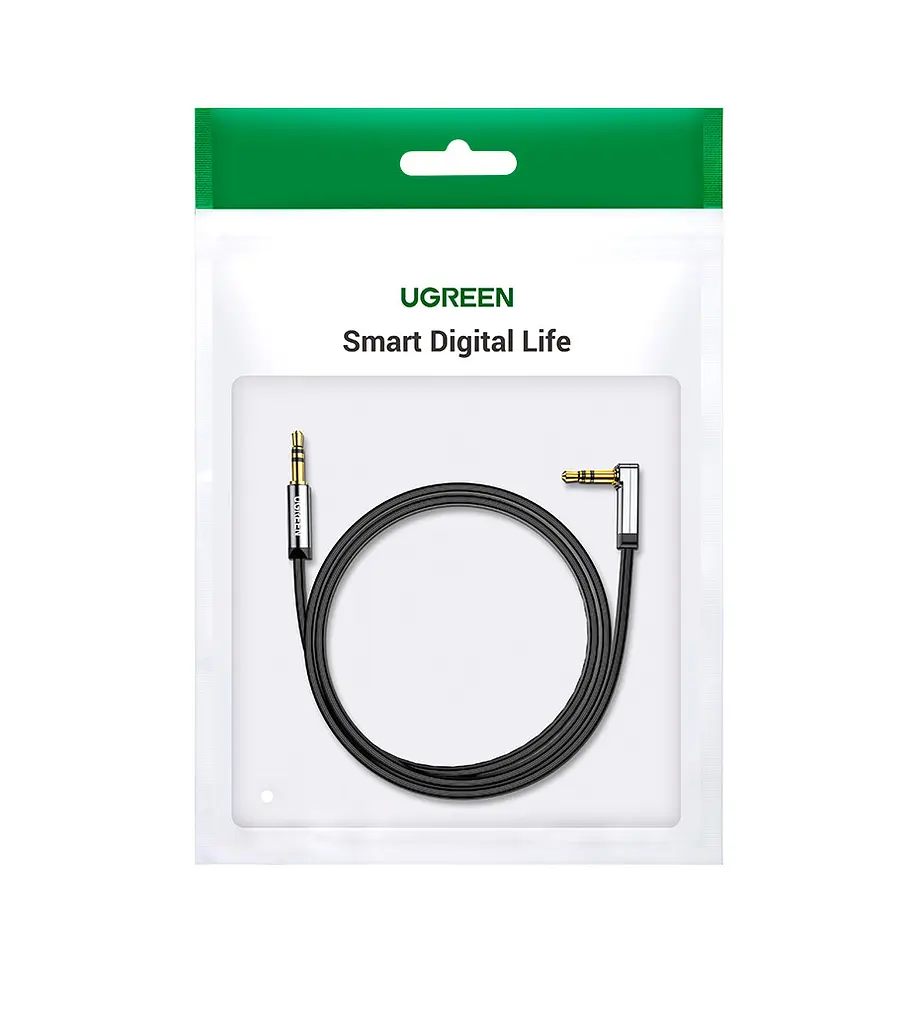 Аудіо-кабель кутовий Ugreen AV119 3.5mm Male to 3.5mm Male оплетення нейлонове 3 метри чорний (UGR-10728) - фото 2