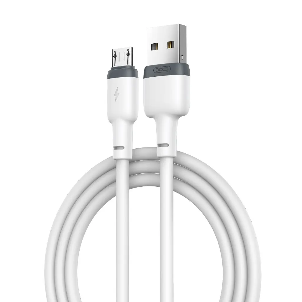 USB Кабель XO NB208 MicroUSB Liquid Silicone 2.4A 1.0m Білий