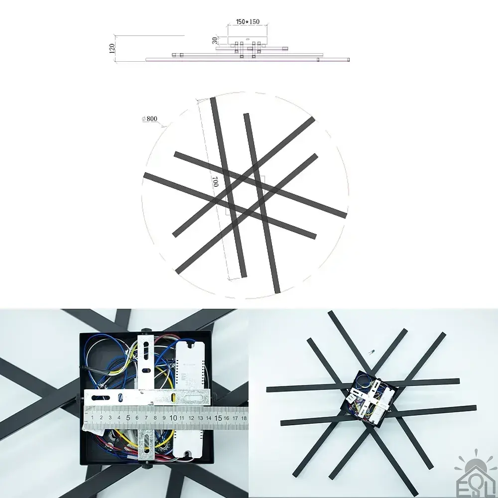 Керована світлодіодна люстра LINE 6L RC 100 Вт 860x860x90 мм Чорна ESLLSE - фото 9