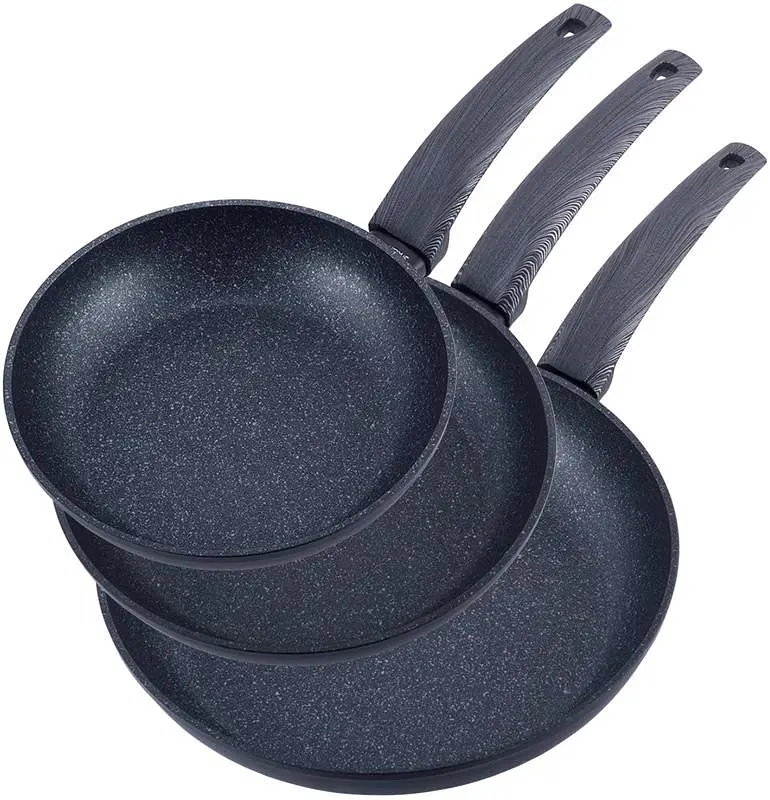 Набір сковорід Gregers Black, з антипригарним покриттям ILAG Kamille Ø20х4 см, Ø24х4,5 см, Ø28х5 см kuh0007352 - фото 2