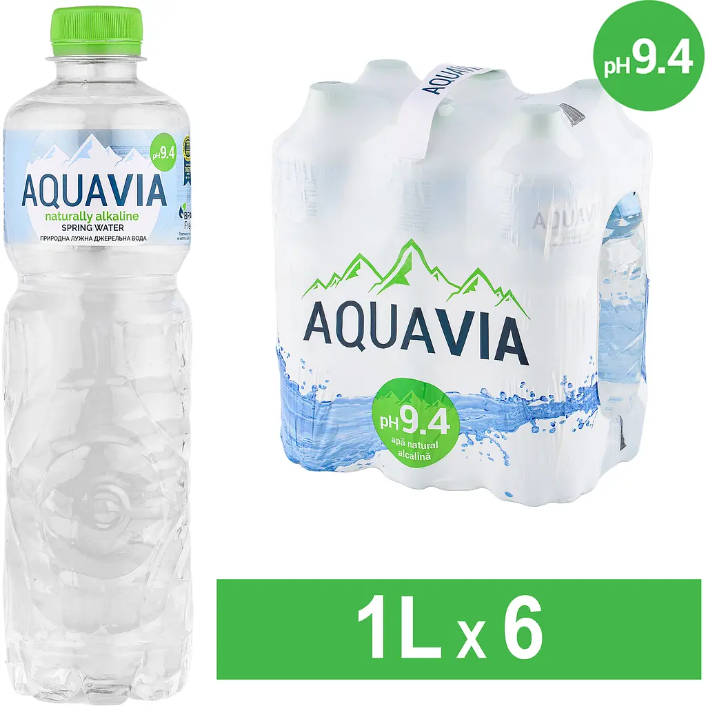 Вода джерельна лужна Aquavia ph 9.4 негазована 1 л (61638738) - фото 2