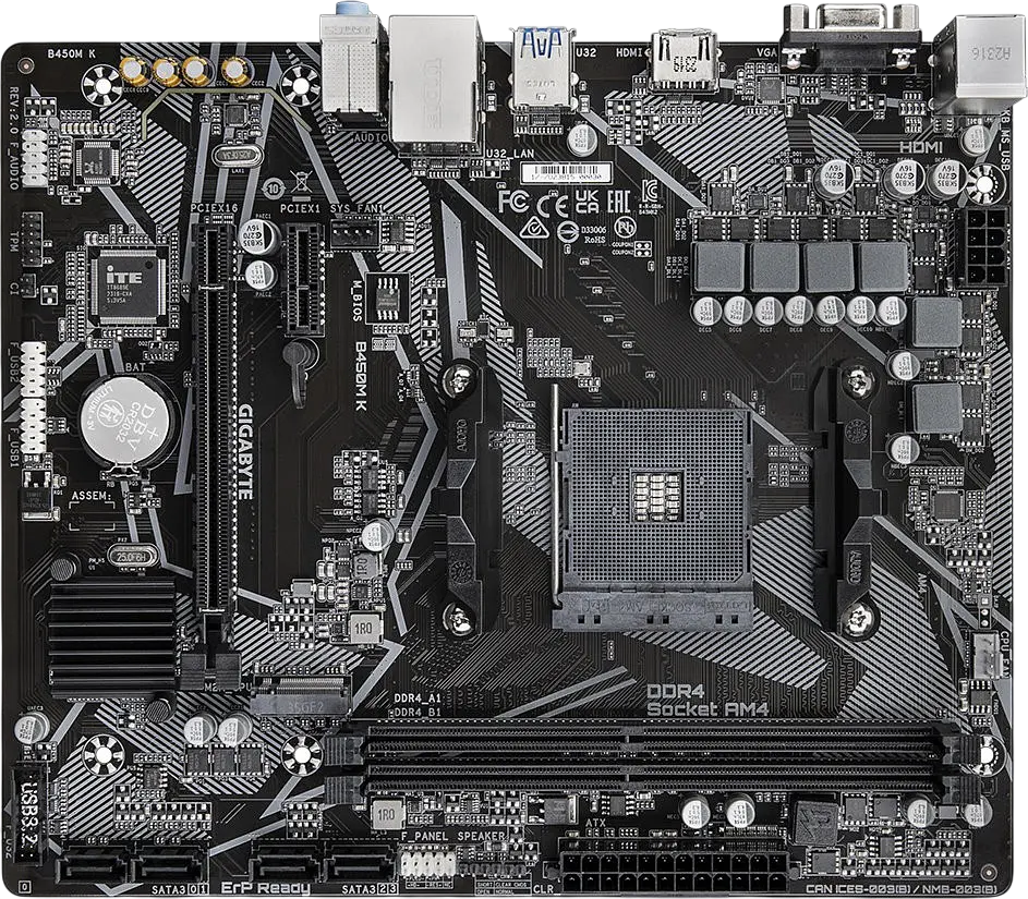 Материнська плата Gigabyte B450M K Socket AM4 (B450M K) Б/В - фото 2