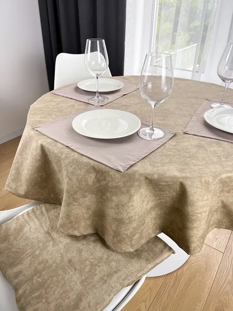 Водовідштовхувальна скатертина Мармур капучино 400х180 см - фото 3