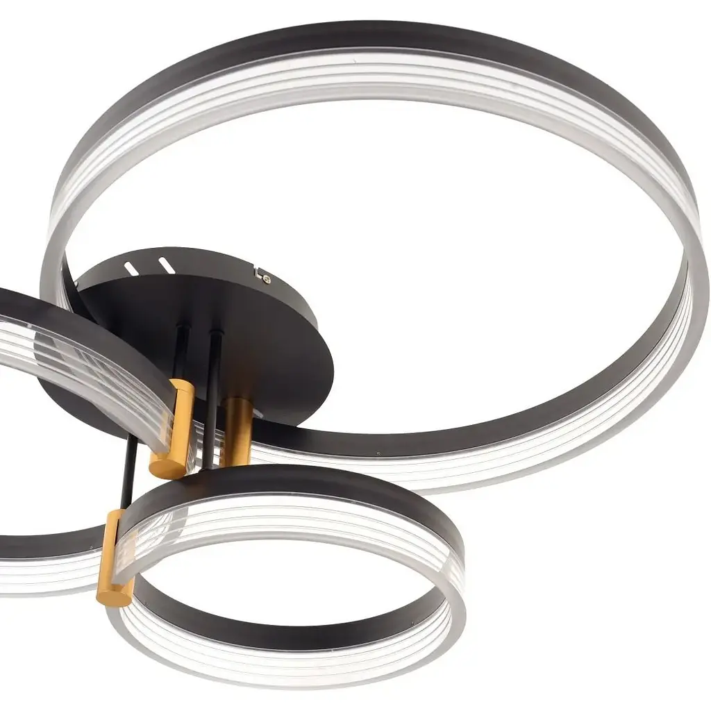 Люстра потолочная Brille в спальню LED 74W WW+NW+CW BK/G (WBL-57C/3) - фото 2