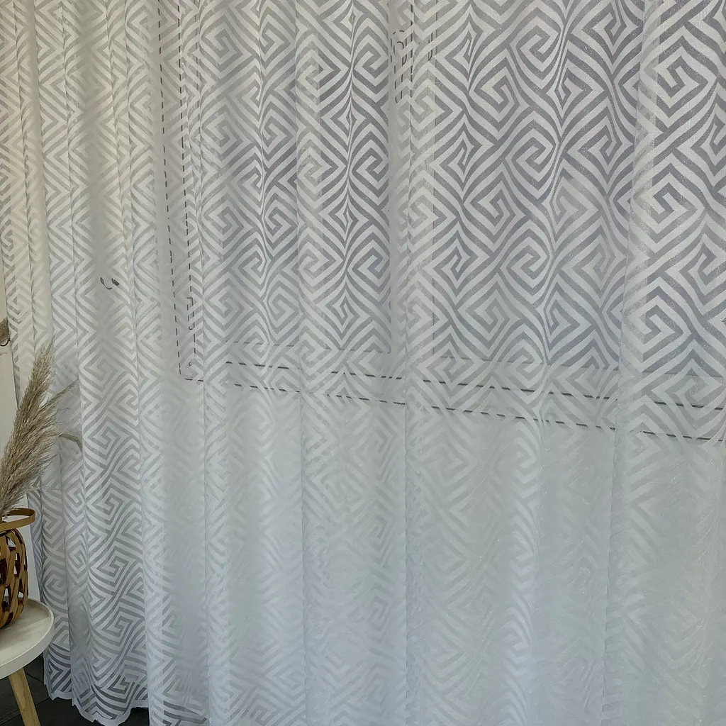 Жакардовий тюль "Геометрія" білий 400х270, тасьма ALBO pbe0052350 - фото 8