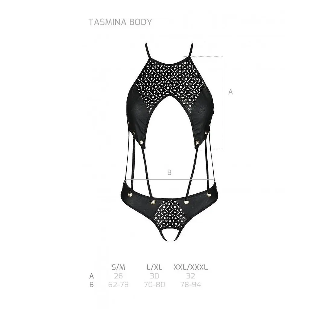 Боди из эко-кожи с ремешками и перфорацией Passion Tamaris Body black L/XL - фото 5