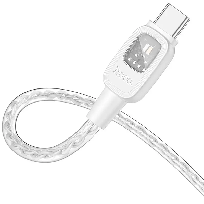 Дата кабель Hoco U124 Stone silicone power-off 60W Type-C to Type-C (1.2m) Gray - фото 3