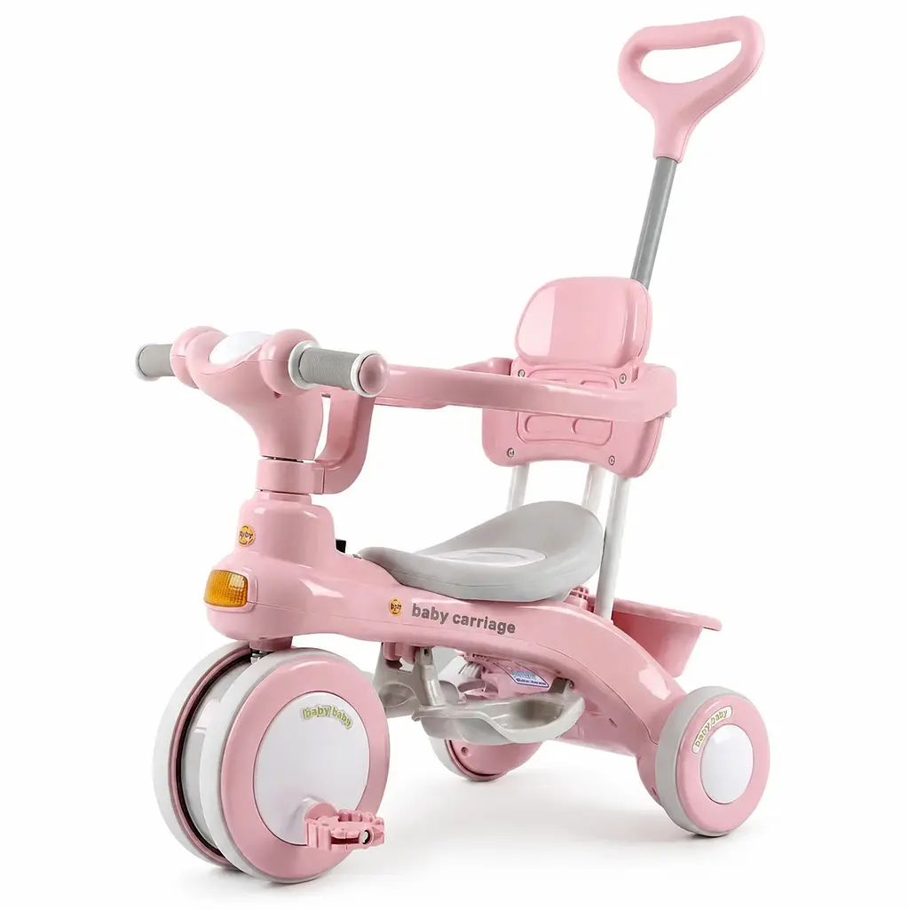 Дитячий триколісний велосипед Baby Carriage 588 рожевий з батьківською ручкою - фото 5