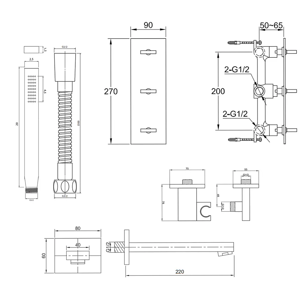 Смеситель для ванны Kohlman Nexen chrome + BOX скрытого монтажа KPL-QW217UQ20, Хром - фото 2