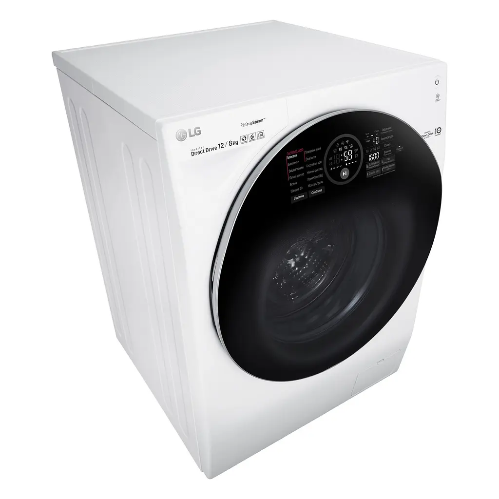 Стирально-сушильная машина LG FH6G1BCH2N, 12кг (8кг), 1600, A, Пар, глубина 64см, Дисплей, Инвертор, Белый (FH6G1BCH2N) - фото 7