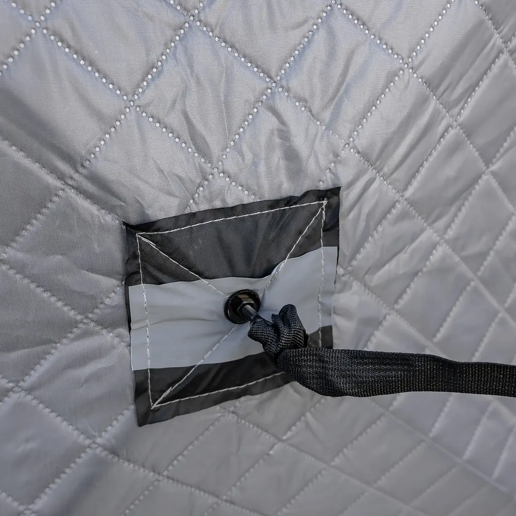 Палатка зимняя утепленная "Куб" (3-местная 210х210х210), Зимняя палатка для рыбака туризма кемпинга и путешествий серый Lugi LU-BD18G - фото 9