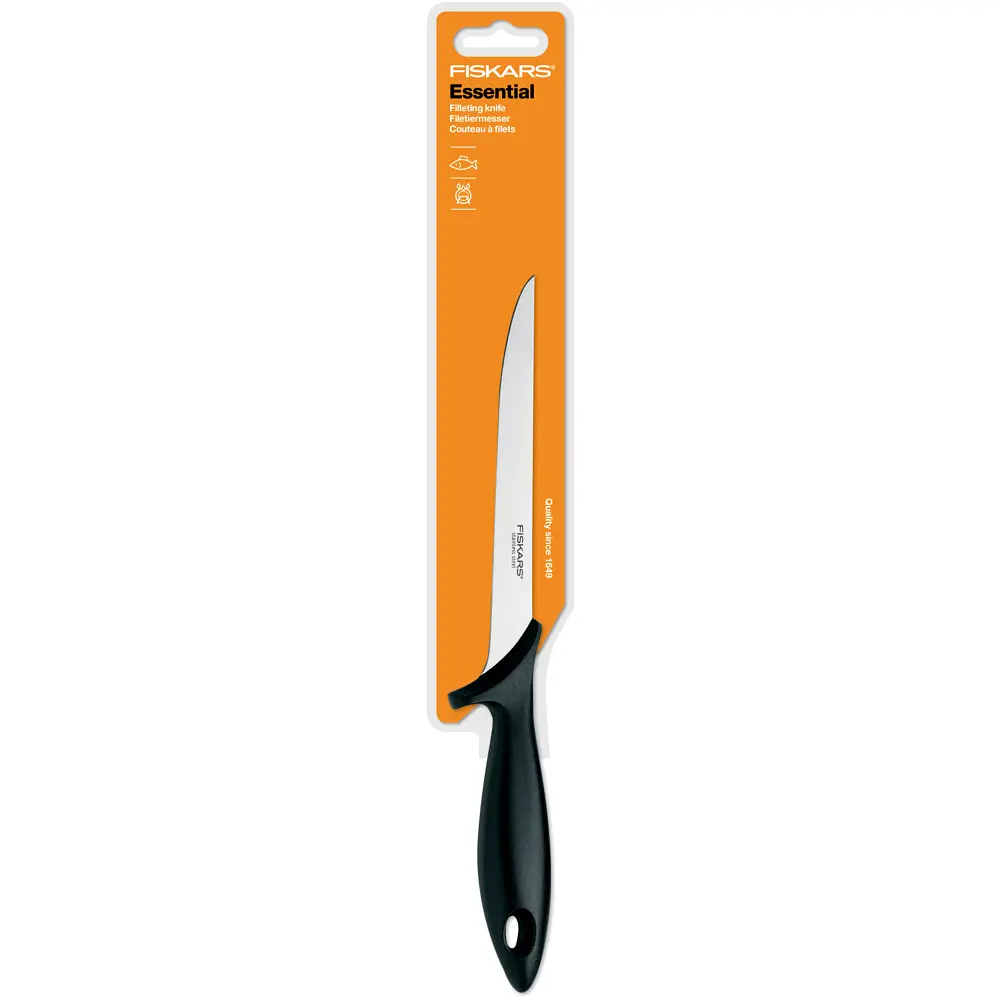 Нож кухонный Fiskars Essential филейный с гибким лезвием 17.6см, нержавеющая сталь, пластик, черный kuh0014599 - фото 4