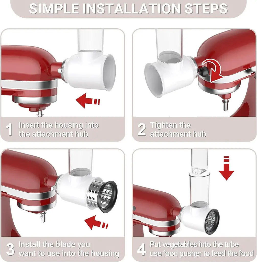 Насадка-подрібнювач-ломтерізка для міксера Kitchenaid, насадки-подрібнювачі Cofun для міксера Kitchenaid, насадка-терка для сиру - фото 4