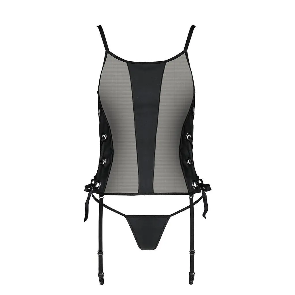 Сітчастий корсет з екошкіри Passion Passion Malwia CorSet L/XL - фото 5
