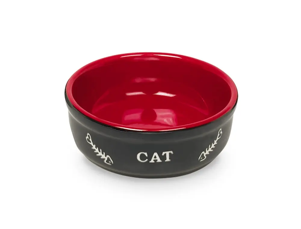 Миска для котів Nobby Cat керамічна чорно-червона Ø 13.5x5 см 240 мл 73387