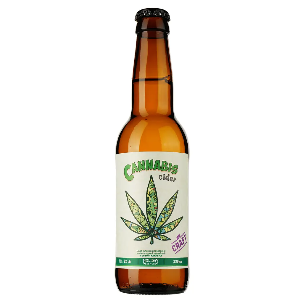 Набор сидров и перри Holiday Brewery Классический: Green Apple, полусладкий, 6%, 0,33 л + Cannabis, полусладкий, 6%, 0,33 л + White Honey Plum, полусладкий, 6%, 0,33 л + Перри Sweet Pear , полусладкий, 5,5%, 0,33 л - фото 2