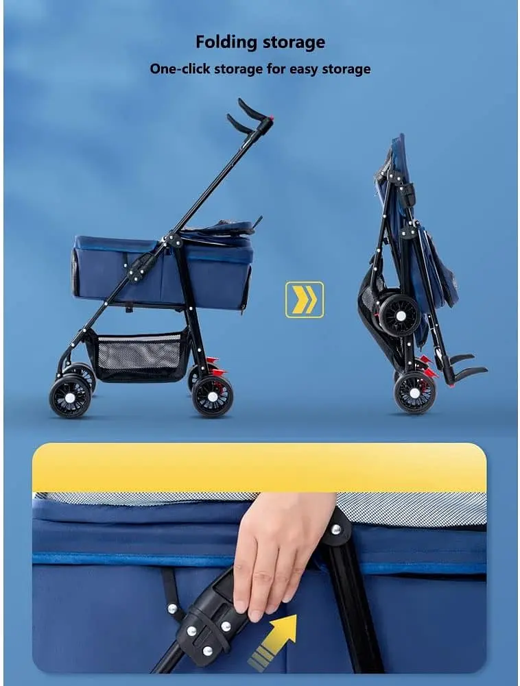 Коляска для кішок та собак Bestopet Люпосанчик BS-RL-20 Grey 3in1 зі знімною переноскою - фото 7