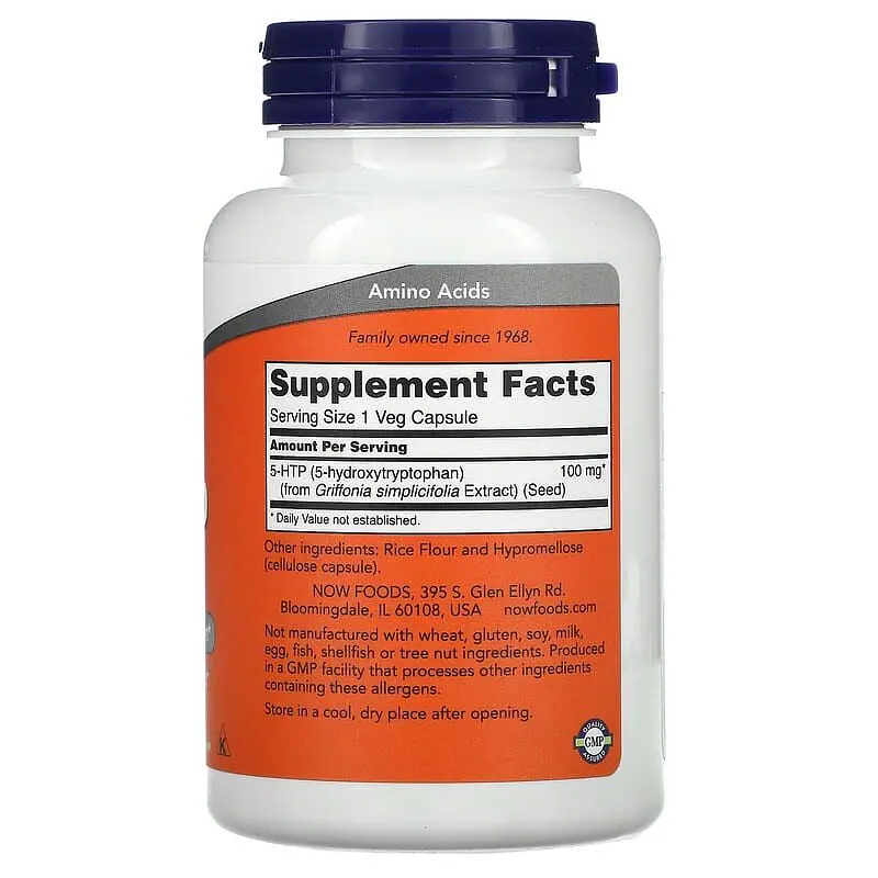 Амінокислота NOW 5-HTP 100 mg, 120 вегакапсул - фото 2