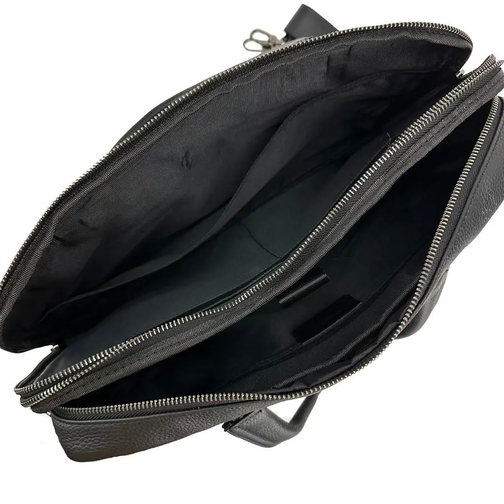 Чоловіча шкіряна сумка для документів на два відділи Tiding Bag A25F-252311A чорна - фото 2